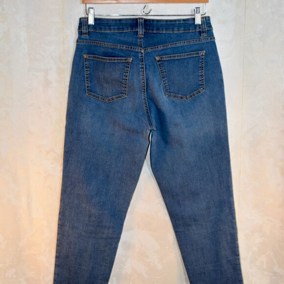 Talbots Petite 8P Dark Wash Ankle Crop Straight Leg Jeans Stretch Denim - Picture 2 of 5